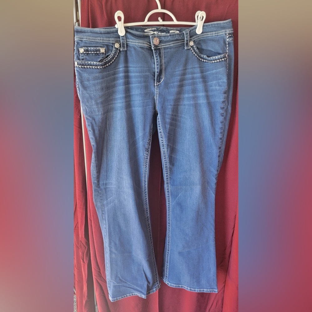 Seven7 Women's Blue Boot Cut Jeans